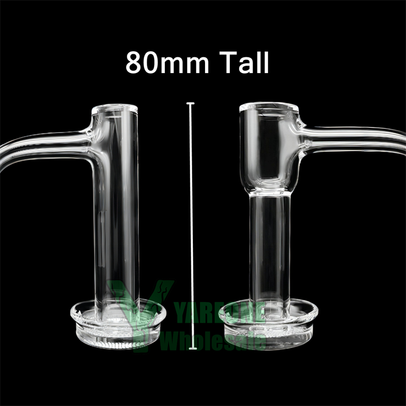 80 mm Control Tower Quderz Blender Banger 16mm OD met wijd uitlopende rooster Dish 10 mm Mannelijk 90 graden Volledige las lange TERP Slurper Blender Dab Nail Yareone Groothandel