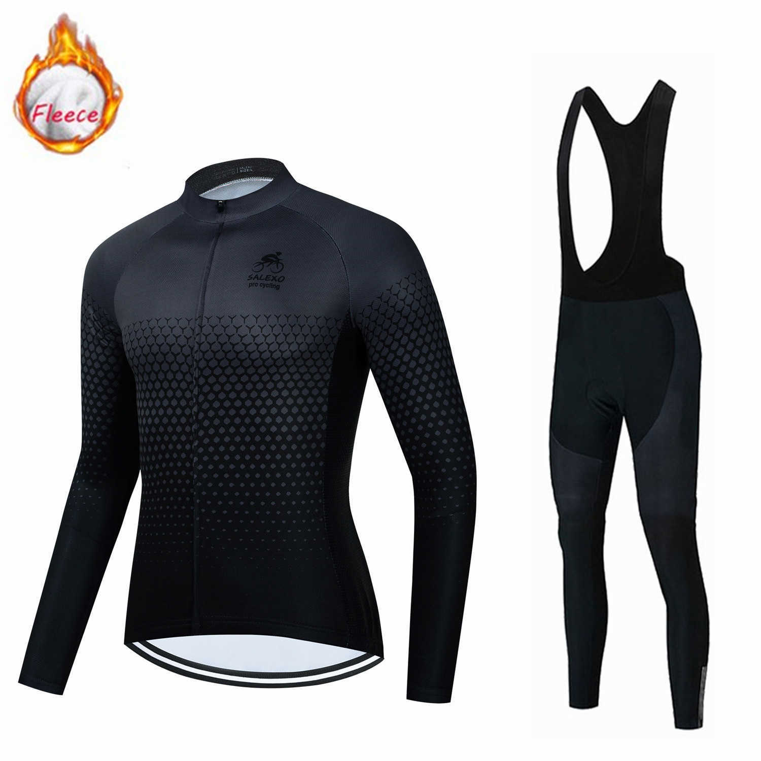 Set Nuovo 2022 Inverno Panno Morbido Termico Abbigliamento da ciclismo Maglia da uomo Completo da esterno Equitazione Bici MTB Abbigliamento Pantaloni con bretelle Set Ropa Ciclismo Z230130