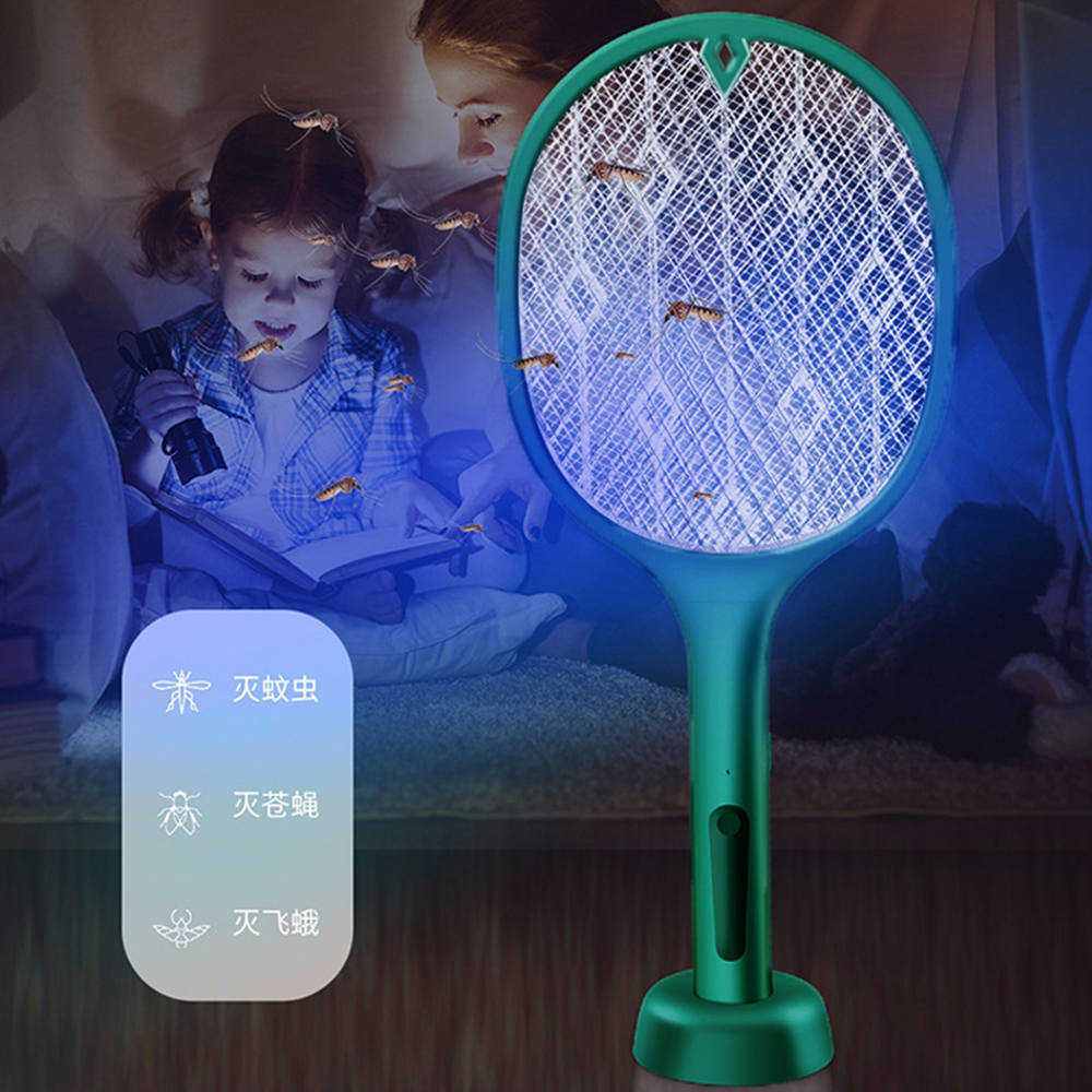 Pest Control Electric Rechargeable LED Bug Summer Mosquito Racket Lamp Flycatcher 2 in 1 Multifunction Swatter Killer Anti Imrored Insect USB 0129