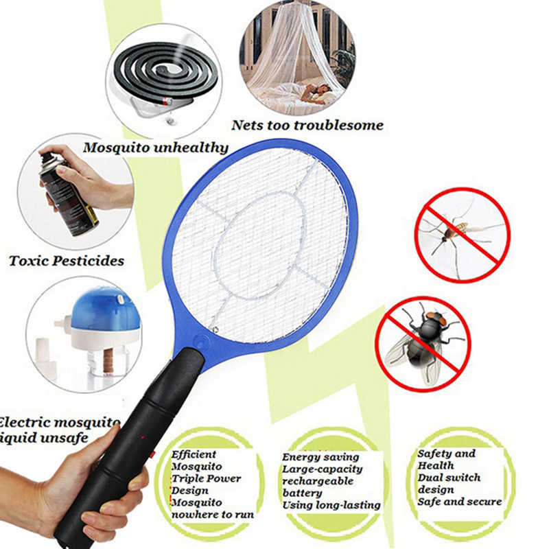 Bug elétrico de mão Zapper quarto portátil inseto portátil Fly Swatter Racket Mosquitos assassino para controle de pragas em casa 0129