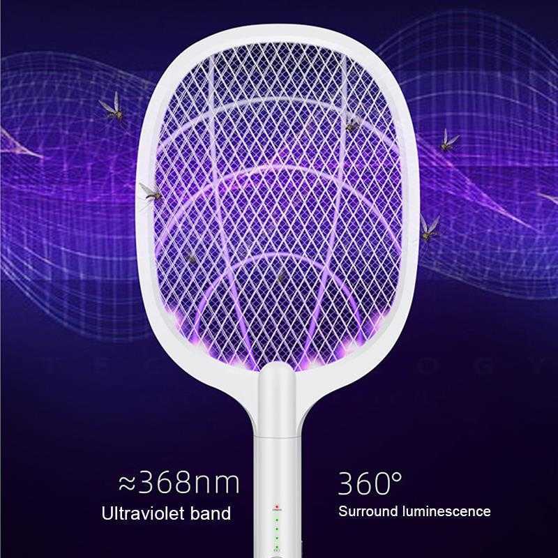 害虫駆除Mosquito Swatter充電式電気ラケットフライトラップネットバグザッパーラケット昆虫キラーUSBチャージハウス0129