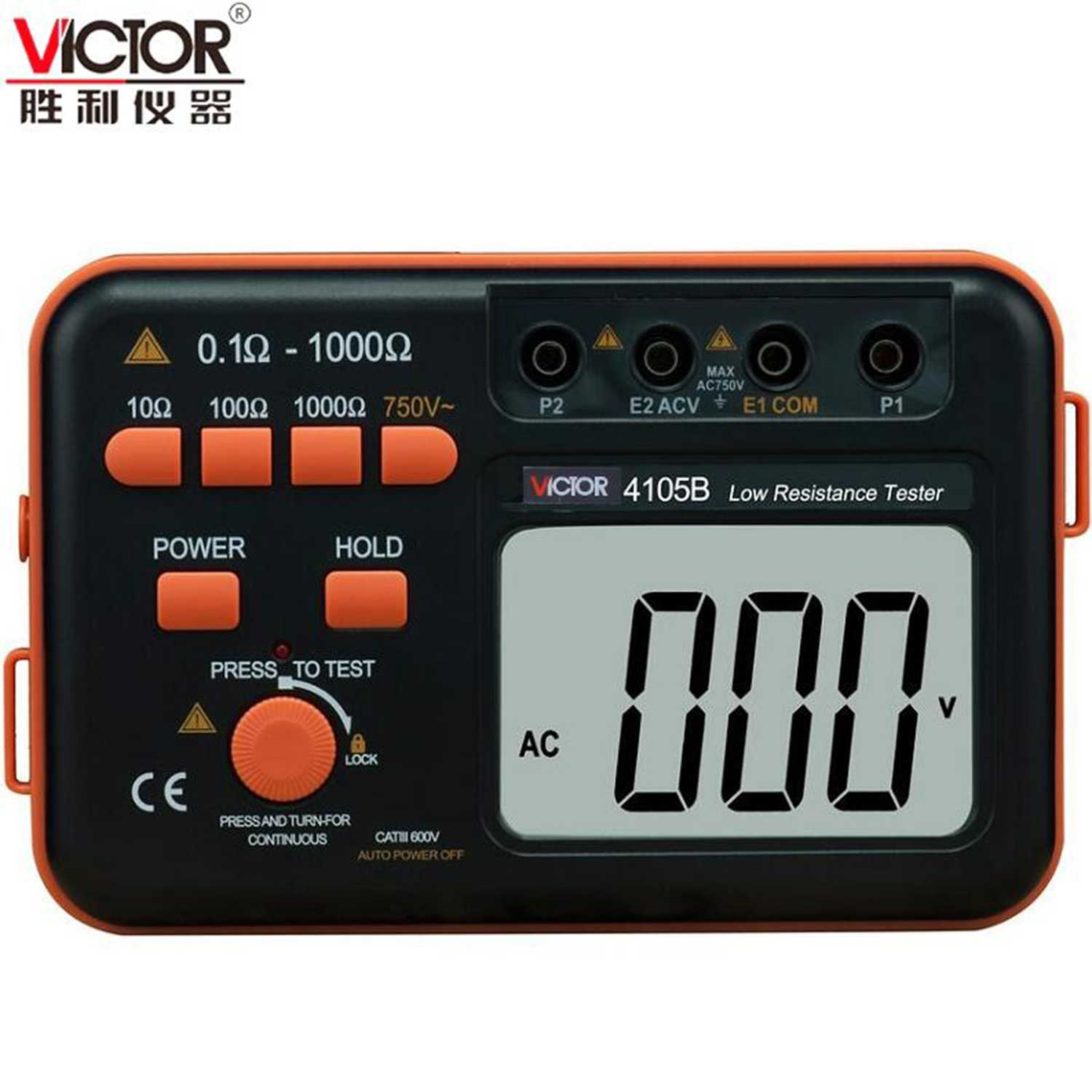 VICTOR VC4105A VC4105B Misuratore di resistenza di terra digitale Tester Megger isolamento a terra 2000 750V Misura Voltmetro con retroilluminazione a LED