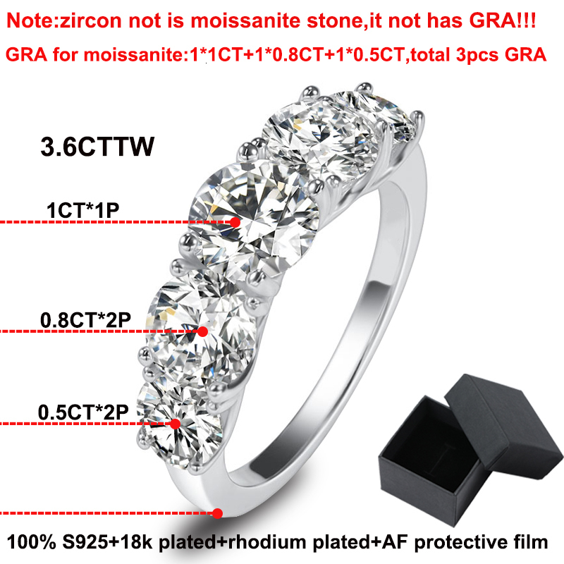 Wedding Rings Smyoue 18k Plated 36CT All Moissanite for Women 5 Stones Sparkling Diamond Band S925 Sterling Silver Jewelry GRA 230215o