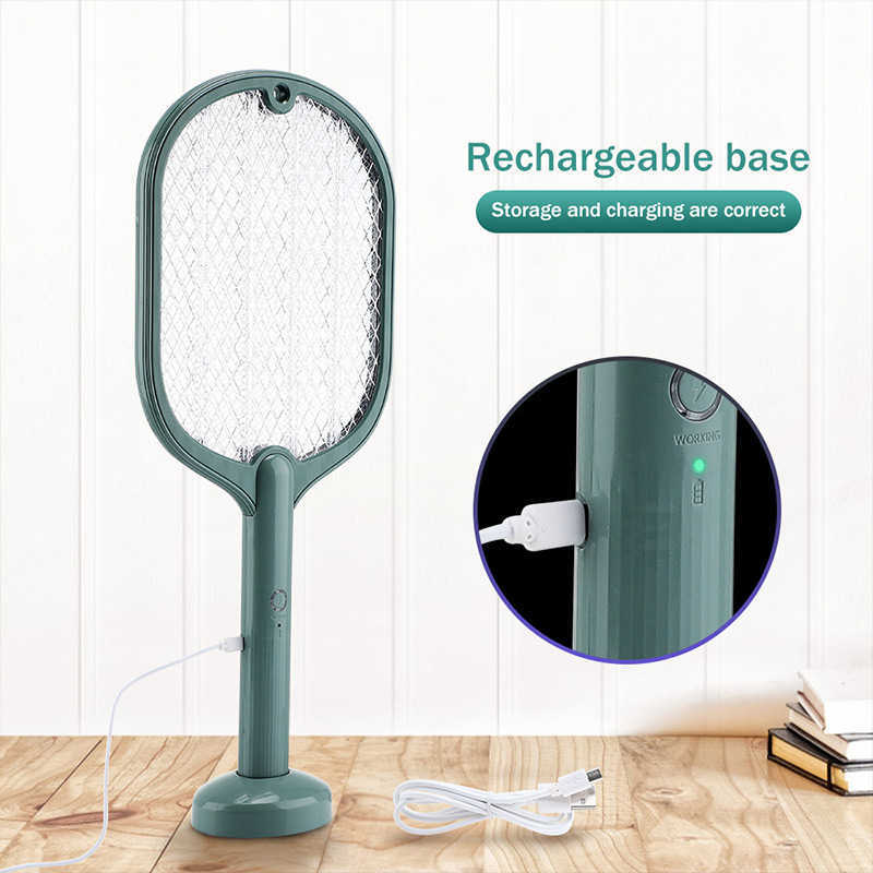 Pest Control USB Ricaricabile 2In1 Racchetta elettrica estiva con luce UV Intelligent Kill Fly Swatter Trap Mosquito Killer Lamp 0129