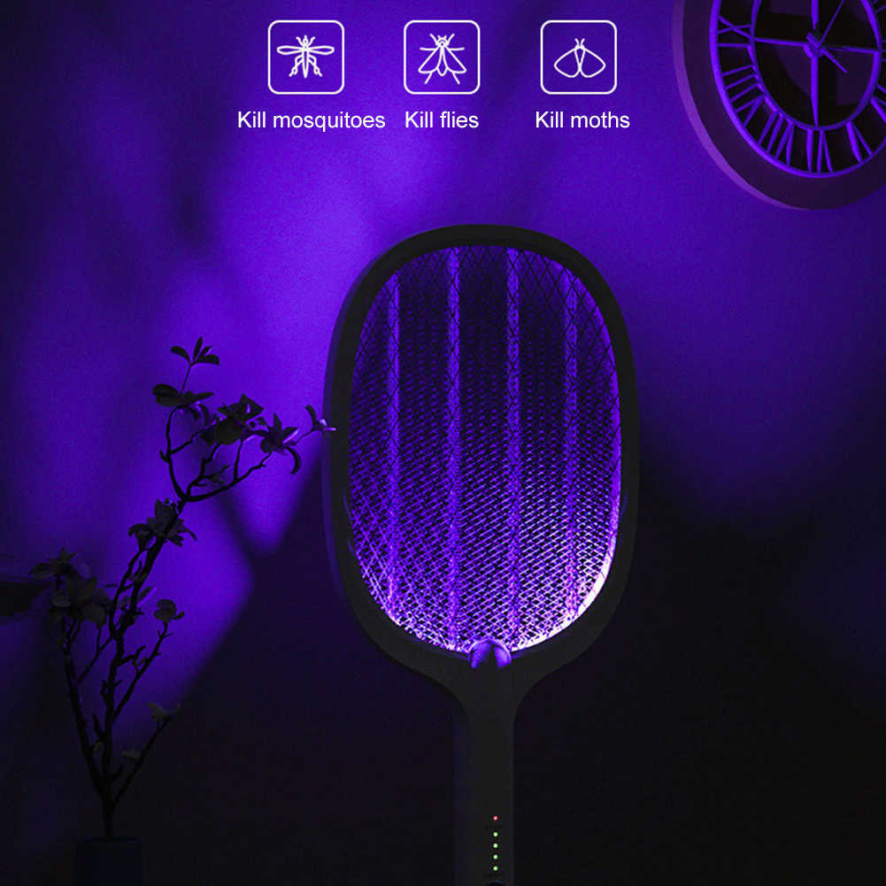 Draagbare muggen Killer Pest Control Electric Mugo Swatter USB 1200MAH Handheld Racket Insect Fly Bug Wasp 0129