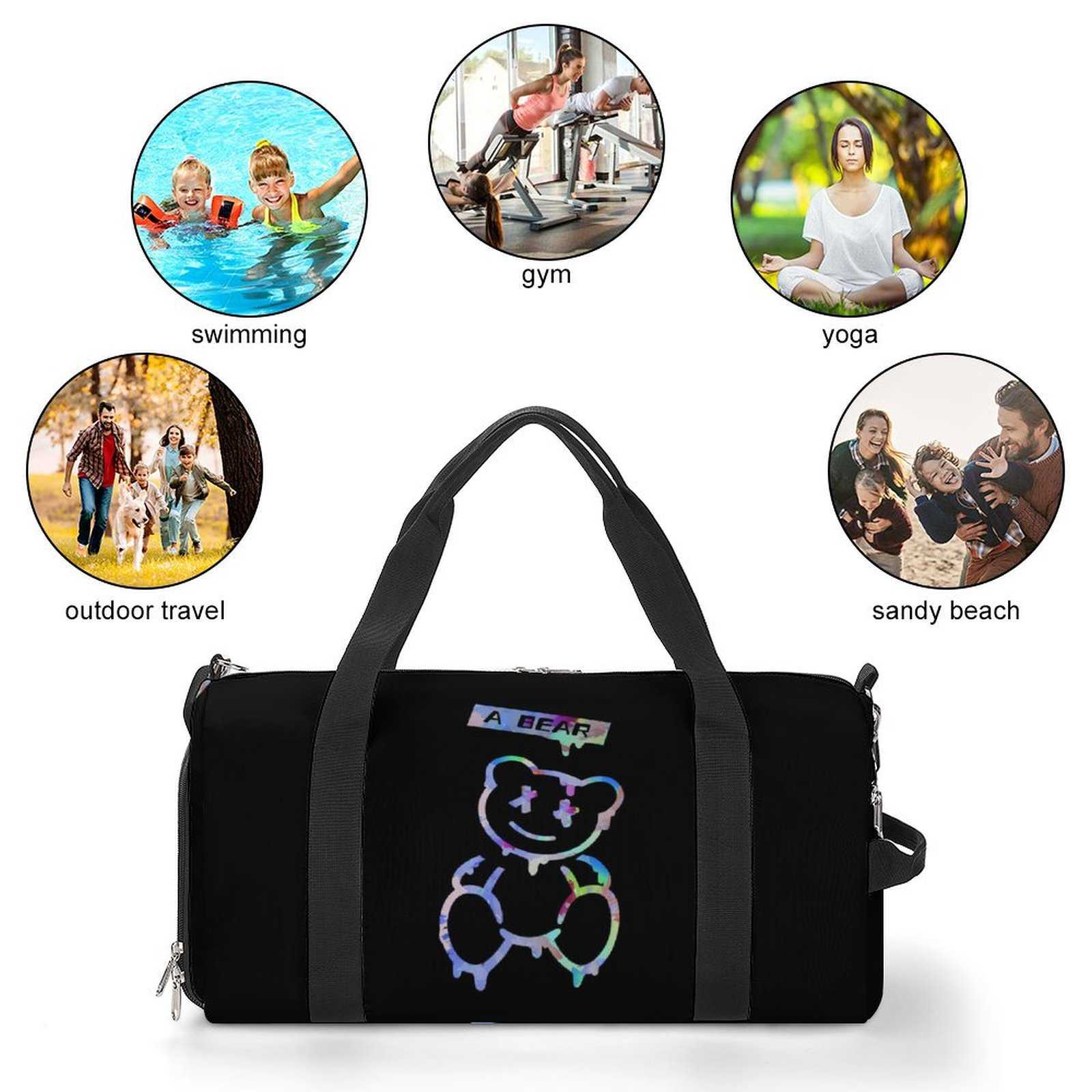 Outdoor Bags A Bear Sports Bag Graffiti Abstract Design Men Weekend Gym Bags Gym Accessories Fitness Handbags T230129