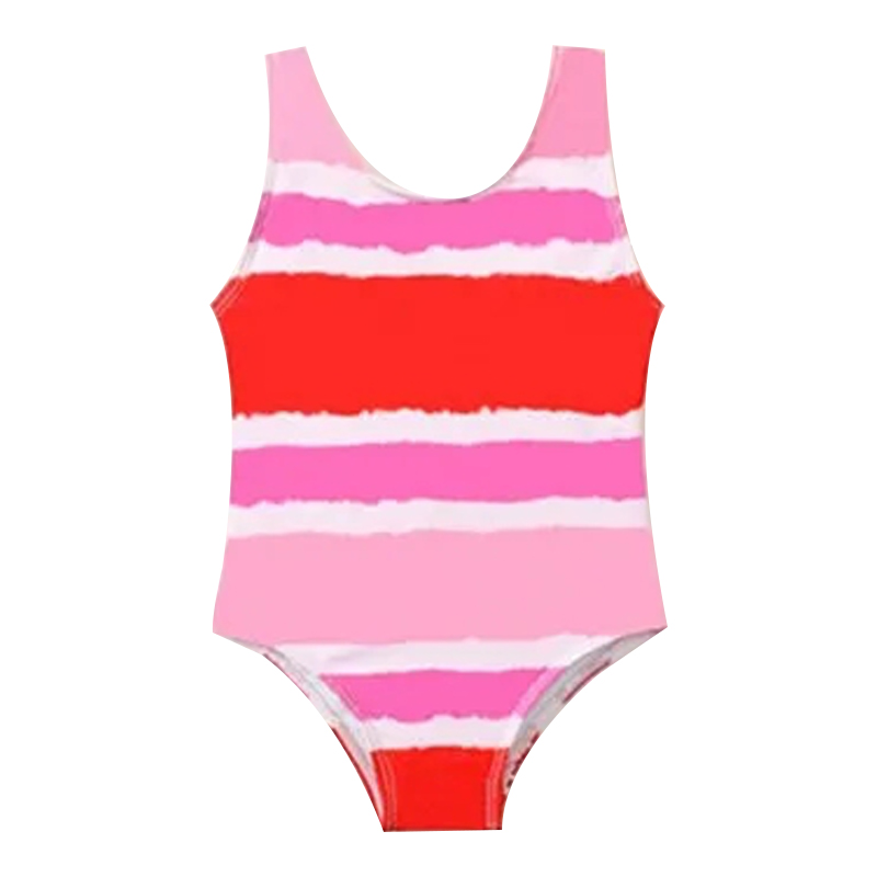 Designer kids swim Children's one-piece swimsuit for summer girls Lovely fashion beach tie pink blu N1Y4#