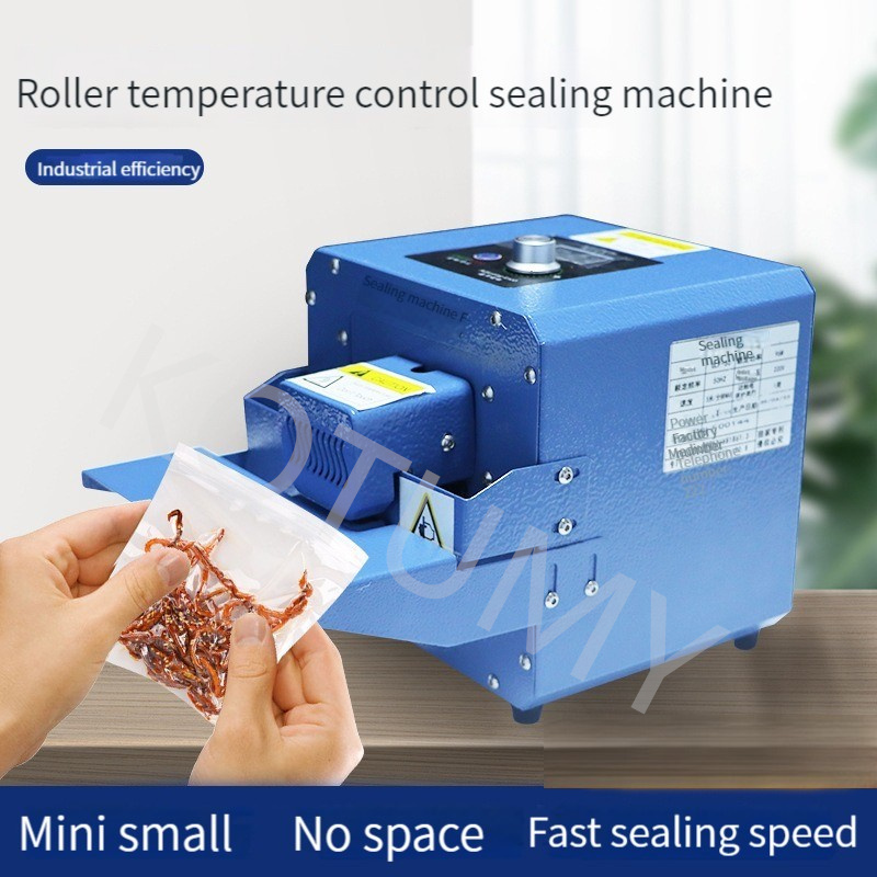 Pouch Packing Machine Snack Tea Plastic Film Packaging Small Continuous Sealer Machine 300W 50HZ Biscuit Packaging Bag Roller Sealing Device