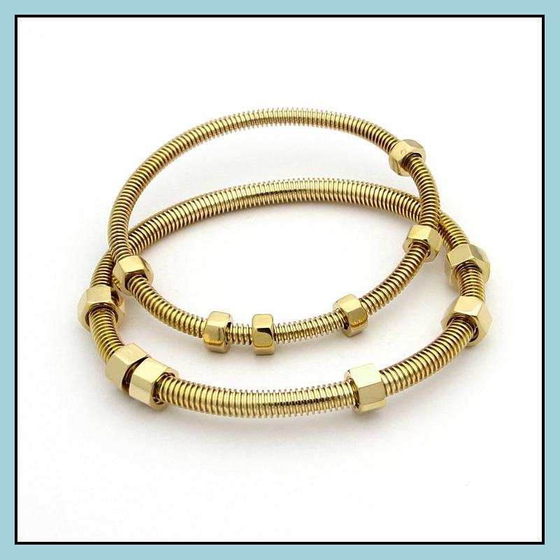 Bangle Fashion Brand The Latest 6 Screws Bracelet Titanium Steel Ladies Male And Female Couple Thread Love Banlge For Women287N Drop Dhi8L