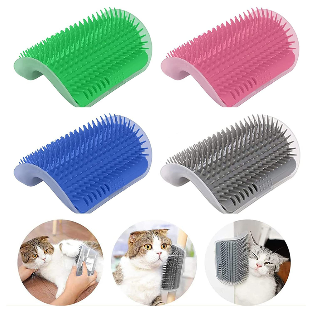 Cat Self Groomer with Catnip Soft Cats Kitty Wall Corner Massage Brush Rubs The Face Cat Comb Pet Hair Remover Grooming Supplies