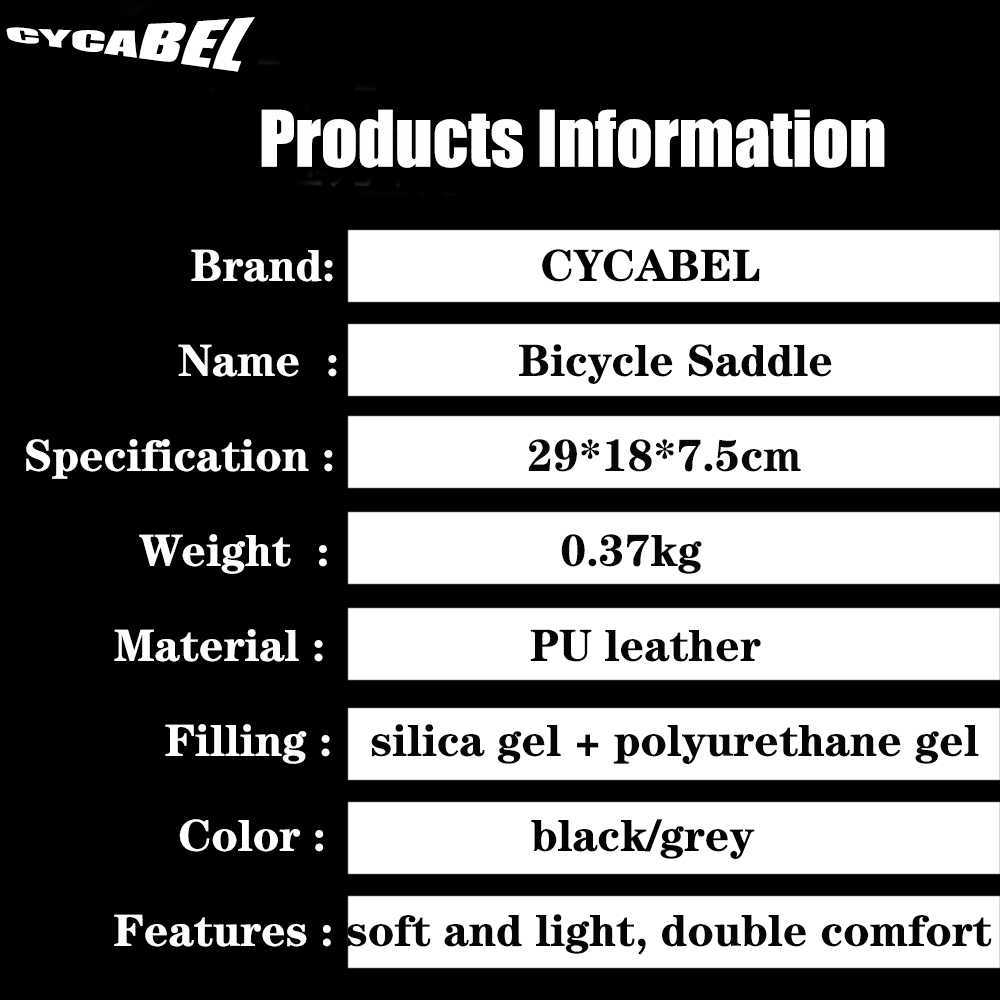 s CYCABEL Road Bicycle Soft Comfortable MTB Bike Cushion Pad Cycle Seat Ultralight Mountain Cycling Saddle Black/Grey 0131