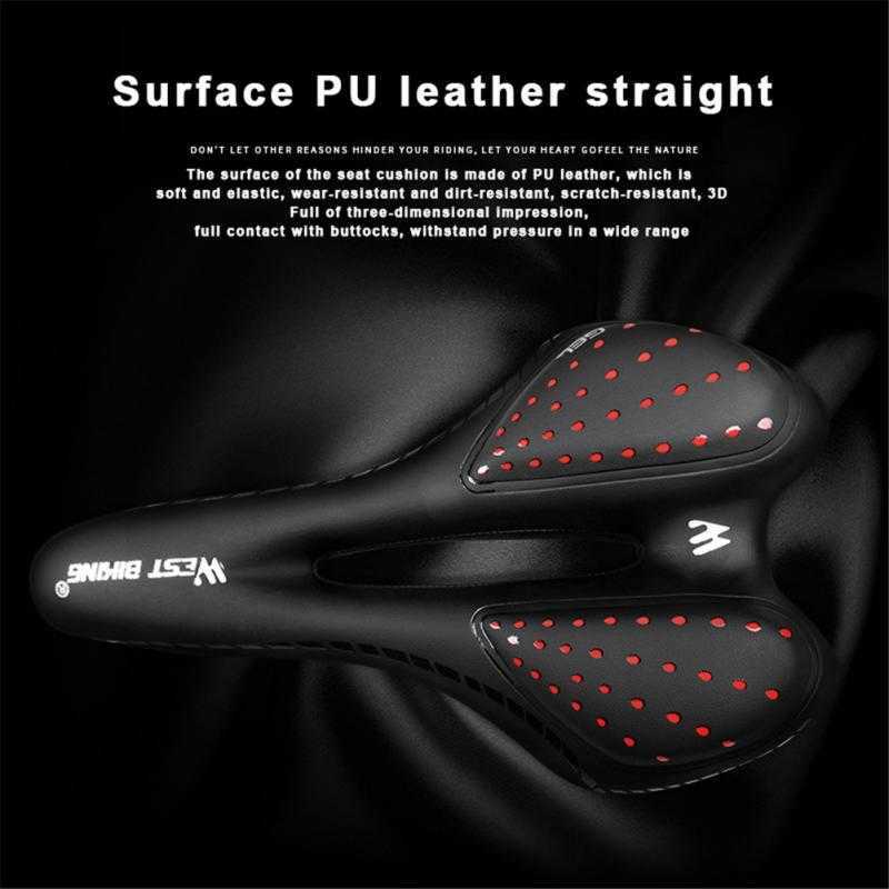 s MTB Mountain Road Bike Seat PU Leather Gel Filled Cycling Cushion Comfortable Shockproof Bicycle Saddle Accessoriess 0131