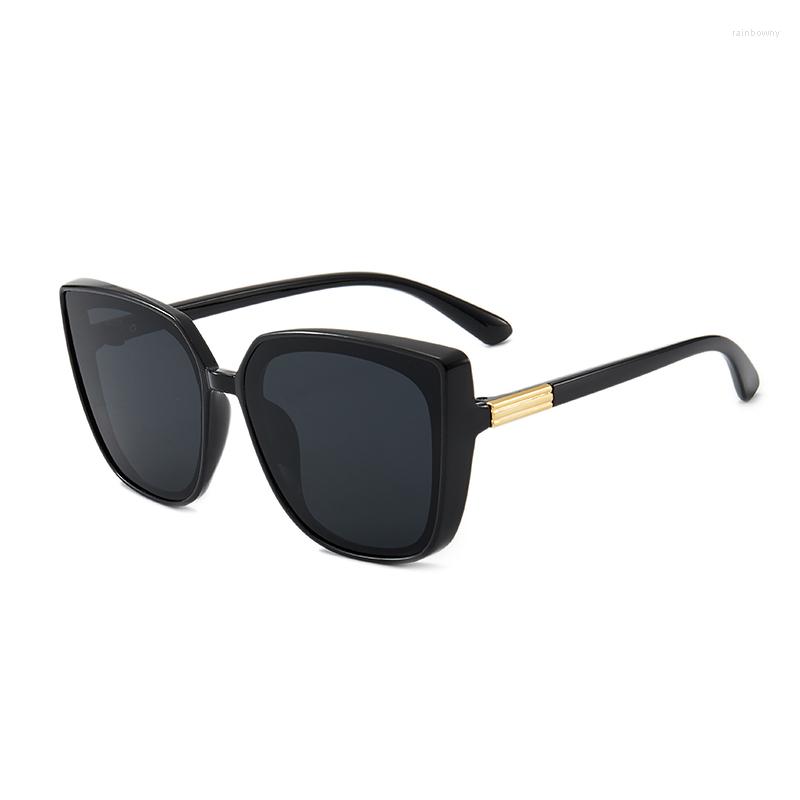 Óculos de sol marca designer gato olho mulher vintage preto espelho óculos de sol para moda grande quadro legal sexy feminino oculos2711