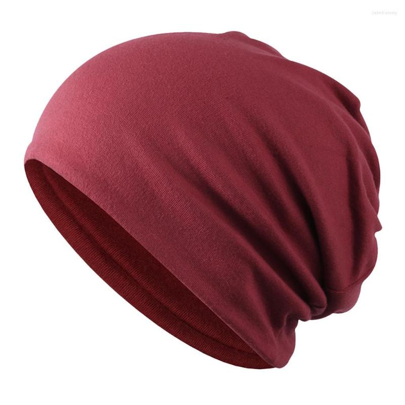 Berets Algodão Slouchy Beanie Chapéu Crânio Cap Chemo Headwear Turbante para Mulheres Homens - Moda Sólida Sleeping208U