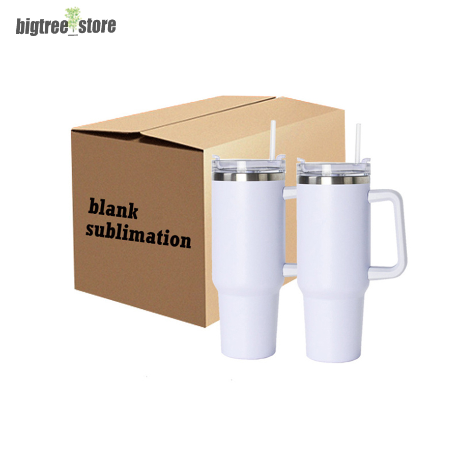 New 40oz sublimation stainless steel tumbler with handle lid straw big capacity beer mug water bottle outdoor camping cup drinking tumblers