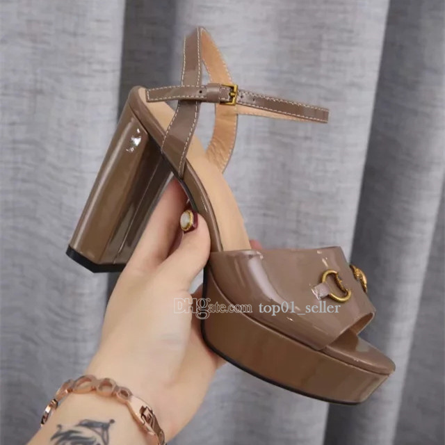 2023 dames hoge hakken 10 cm sandalen open teen dikke hak zomer lederen ontwerper groot formaat mode sexy formeel slijtage elegant temperament kantoor waterdicht platform