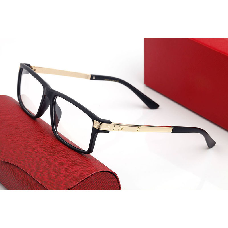 Black Frame Mens Carti Glasses Women Solglasögon Designer Röda trä Arms glasögon Anpassade receptbelagda Golden Logo Ornamental 2779