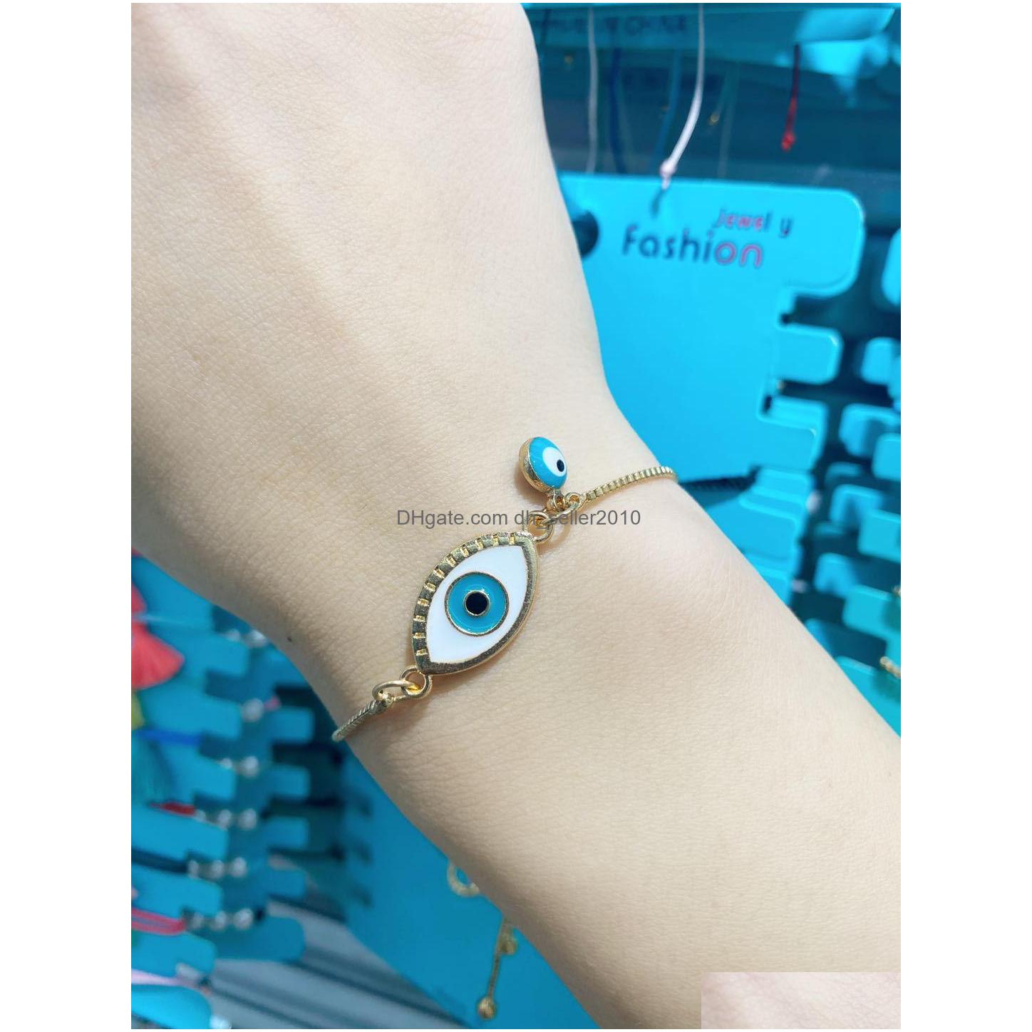 Bedelarmbanden Mode-sieraden Verstelbare Boze Oog Armband Meer Blauwe Ogen Ketting Drop Levering Dhado