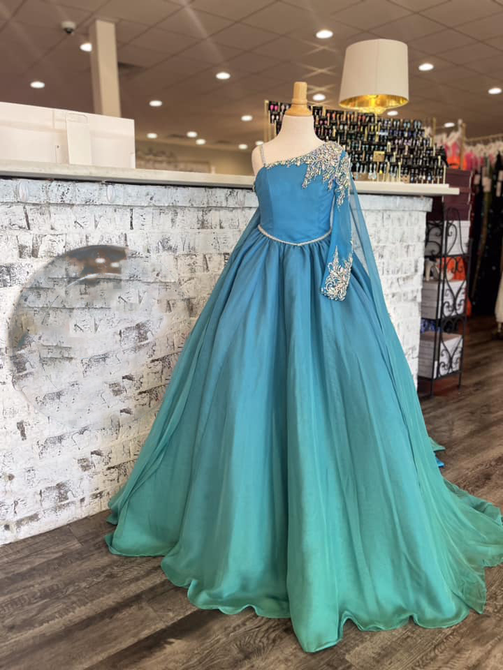 Ombre Lila Mädchen Festzugskleider 2023 Kristalle Perlen Chiffon Kleid Ballkleid Kleine Kinder Geburtstag Langarm Formelle Partykleidung Kleider Säugling Kleinkind Teenager