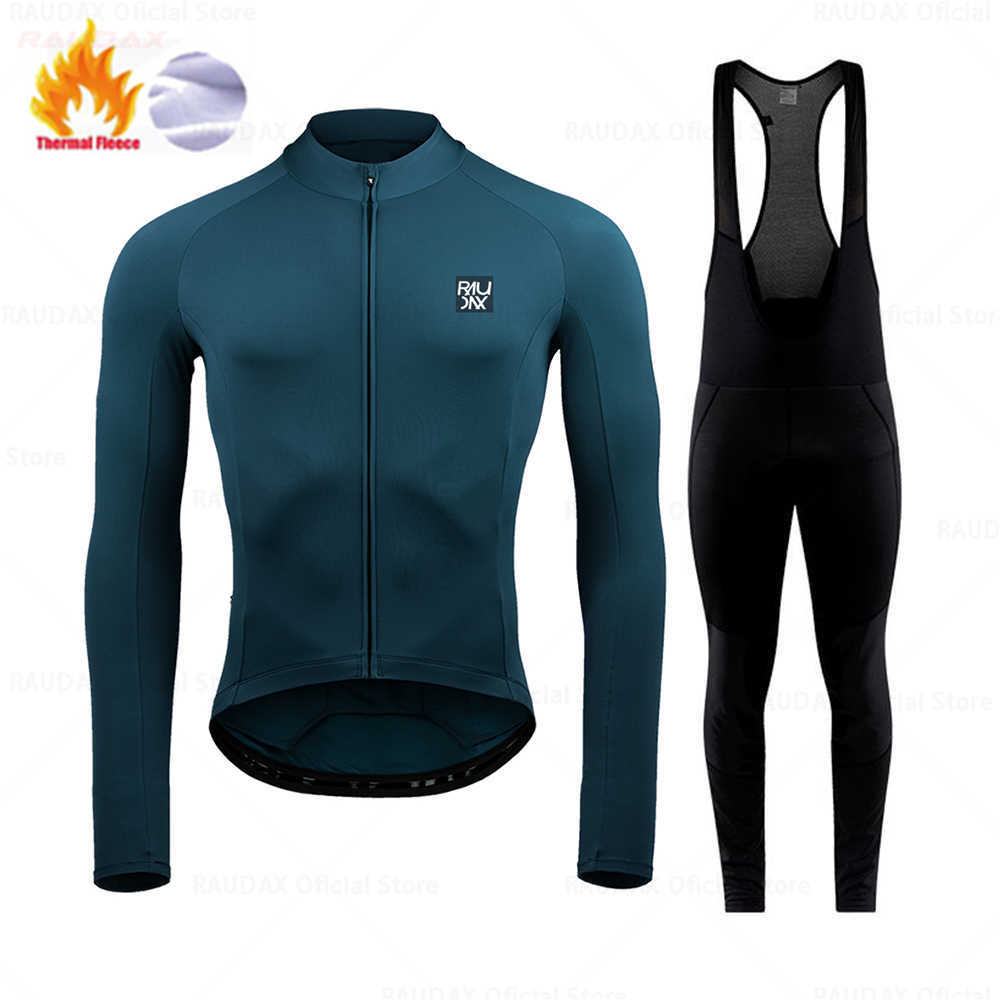 2022 Raudax Winter Thermal Fleece Bicycle Suits Cycling Jersey Set Sport Bike MTB Riding Clothing Bib Pants Warm Set Z230130
