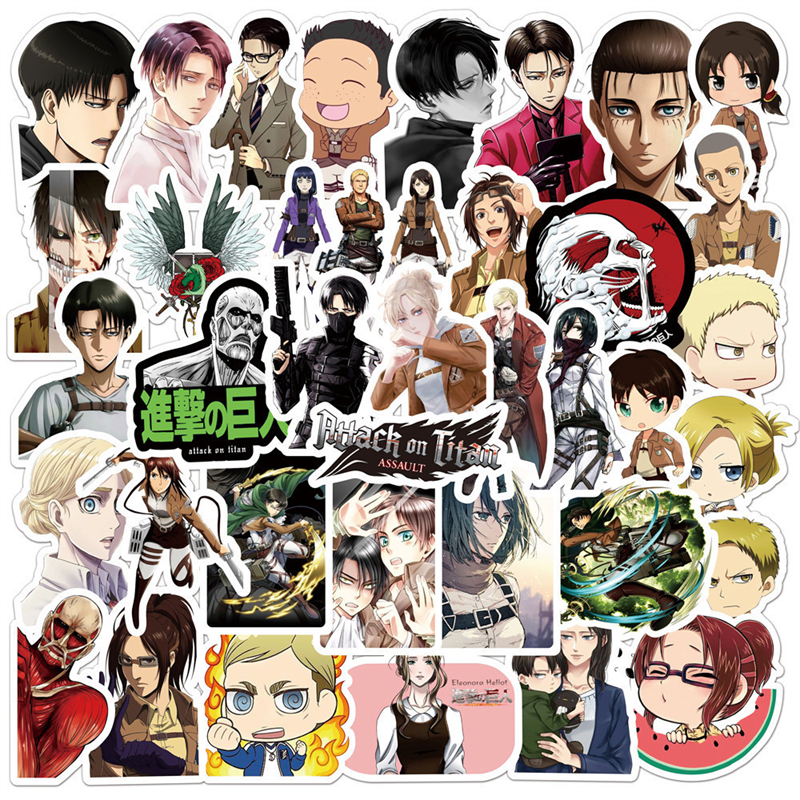 Attack on Titan Pegatinas Anime AOT Pegatinas para niños Adultos Laptop Pegatinas de vinilo impermeables para botellas de agua Skateboard Car DIY Calcomanías L50-72B