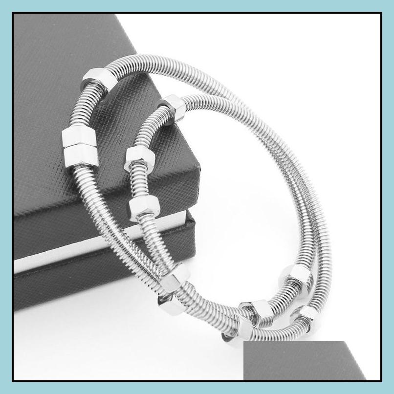 Bangle Fashion Brand The Latest 6 Screws Bracelet Titanium Steel Ladies Male And Female Couple Thread Love Banlge For Women287N Drop Dhi8L