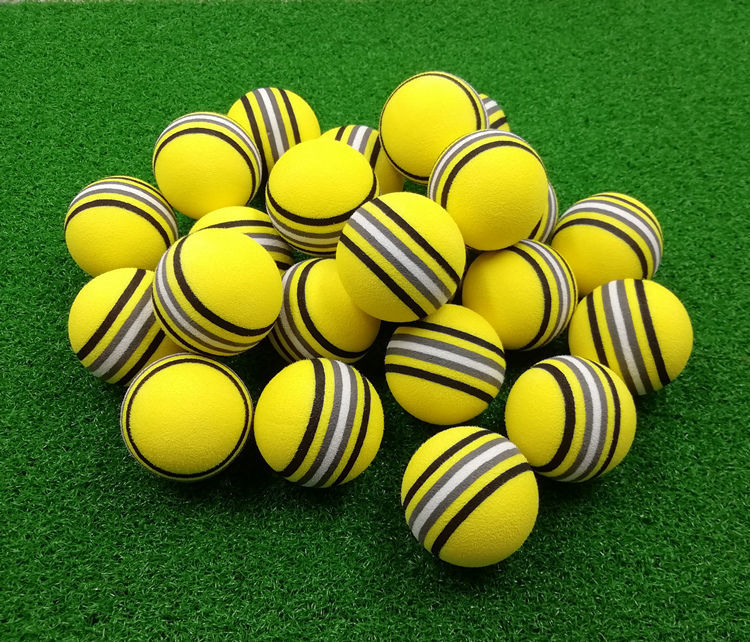 100 st/väska golfbollar eva skum golfbollar gul regnbågsvamp inomhus övningsboll golfträning