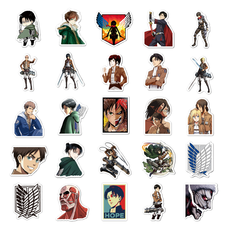 Titan Stickersへの攻撃アニメATINS FOR KIDS ADARDSラップトップ水ボトル用防水ビニールステッカースケートボードカーDIYデカールYW-TT034