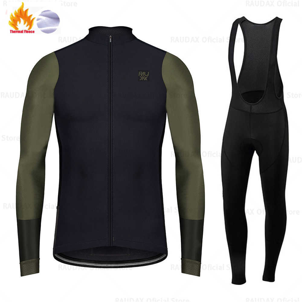 Uppsättningar Raudax Winter Thermal Fleece Jersey Set Sports Team kostym Mountian Cycling Clothing Ropa Ciclismo Invierno Hombre Z230130