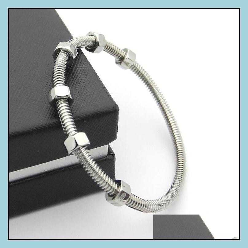 Bangle Fashion Brand The Latest 6 Screws Bracelet Titanium Steel Ladies Male And Female Couple Thread Love Banlge For Women287N Drop Dhi8L