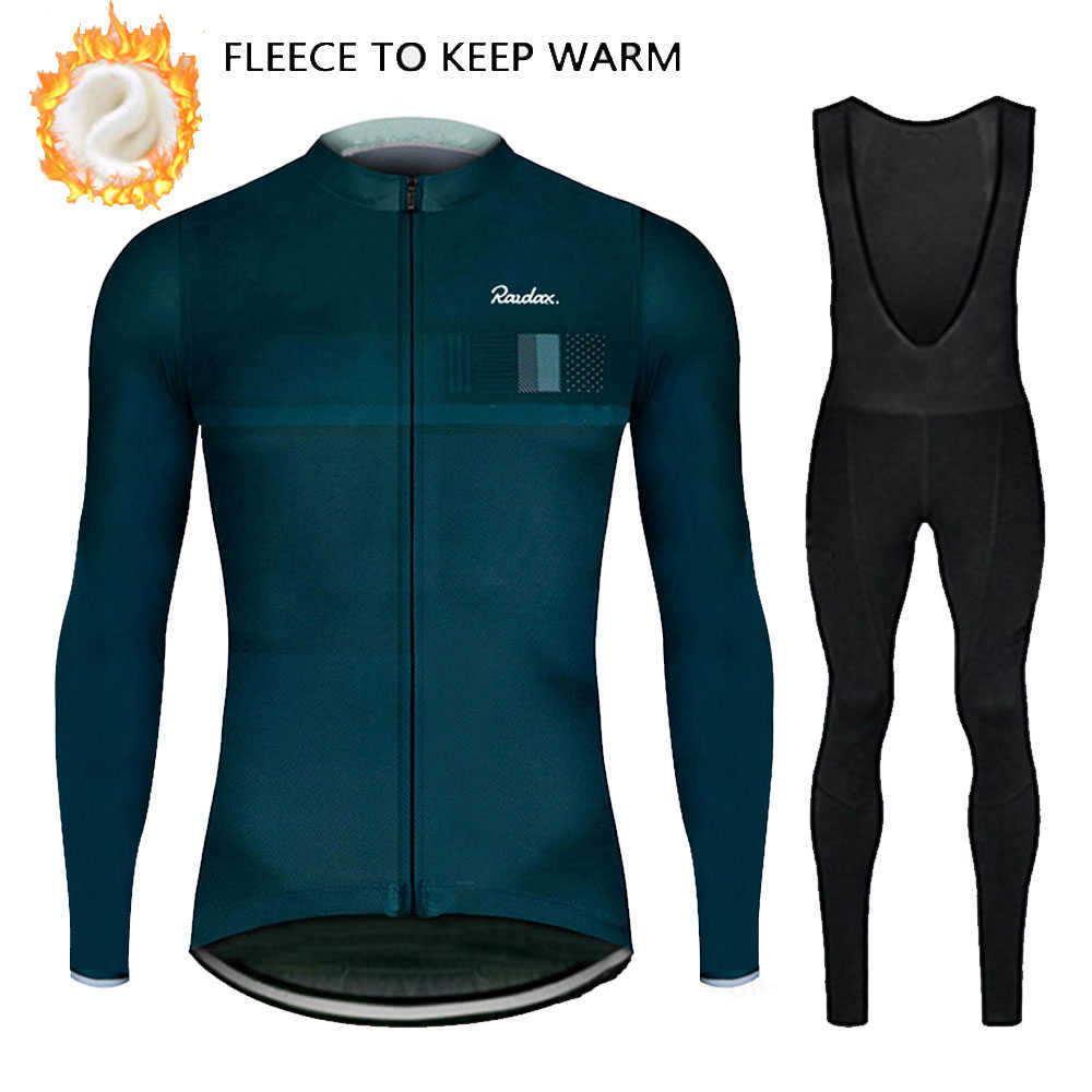 Ensembles Raudax Kit 2023 Hiver Thermique Polaire Cyclisme Hommes À Manches Longues Maillot Costume VTT Vêtements D'équitation Z230130