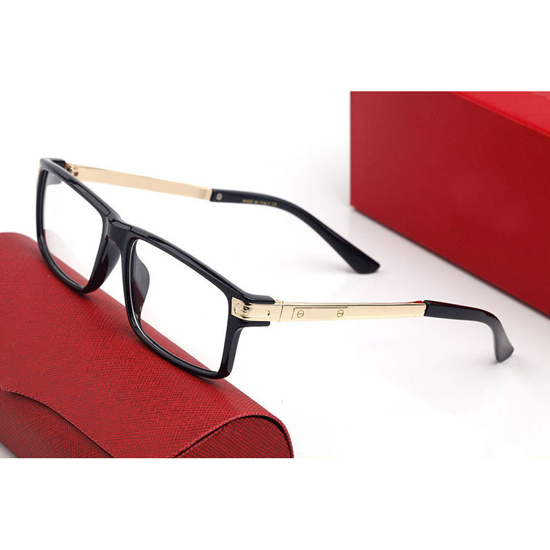 Black Frame Mens Carti Glasses Women Solglasögon Designer Röda trä Arms glasögon Anpassade receptbelagda Golden Logo Ornamental 2779