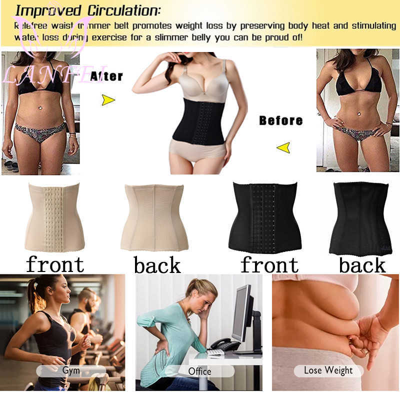 Midja och buken Formear Lanfei Women Trainer Belt med 6 krokar Spännen Sömlös Belly Body Shaper Slimming Corset Weight Loss Cinchers Strap 0719