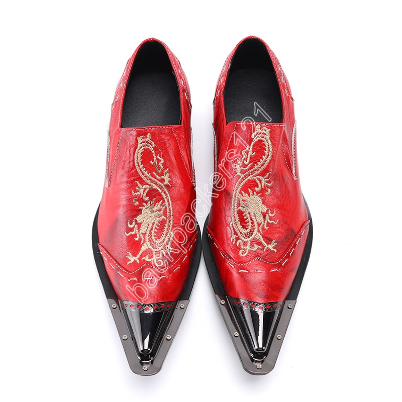 Christia Bella Style chinois Dragon broderie hommes robe de soirée chaussures mode bout pointu homme chaussures en cuir affaires Oxford chaussures