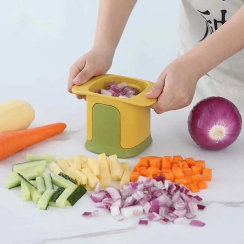 2In1 Multifunctional Vegetable Chopper Potato French Fries Cutter Hand Pressure Onion Dicer Cucumber Carrot Slicer Kitchen Tools