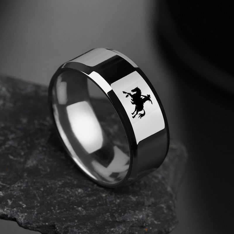 New Design 8mm Width Black Titanium Stainless Bull Skull Rings for Women Men Western Denim Heavy Metal Rock Style Jewelry