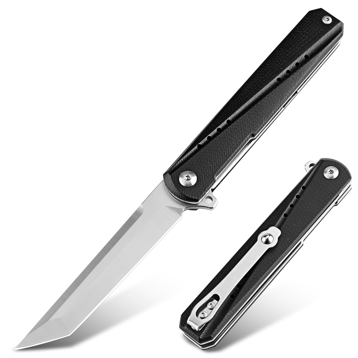 Coltello pieghevole affilato come un rasoio esterni, lama in acciaio D2, manico G10 con clip, coltello utensili EDC escursionismo Coltello tascabile portatile da campeggio