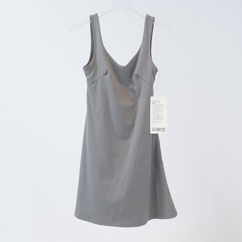 Lu Tennis Dress One-Piece Lined Yoga Fitness Breseable Anti-Slipカジュアルゴルフスポーツスカート短いセットLL104