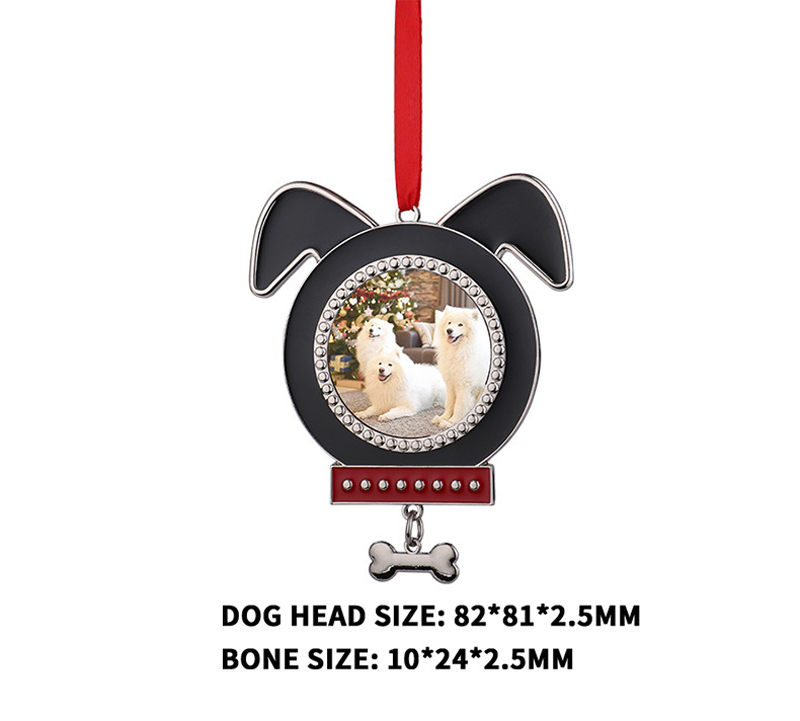 Party Favor Sublimation DIY White Blank Zinc Alloy Cat Dog Pet Red Strap Merry Christmas Pendant