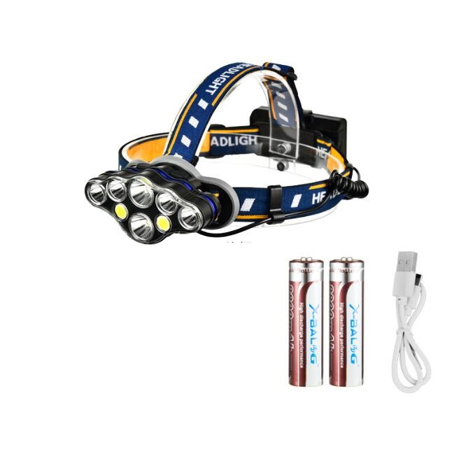 12000 Lumen Jagdscheinwerfer 2x XML T6 4XPE 2COB 8 LED-Scheinwerfer Stirnlampe Lampe für Camping Zoom Stirnlampe Taschenlampe 18650 Akku + USB-Ladegerät