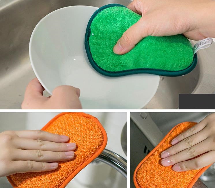 Cleaning Cloths Household Magic Dishwashing Sponges Kitchen Cleanings Brush Microfiber Scrubbing Dish Accessories SN4196