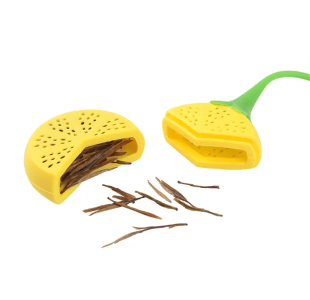 100 pièces citron forme Silicone filtre à thé en vrac feuille de thé infuseur silicone agrumes coin passoire outil outils JL1704