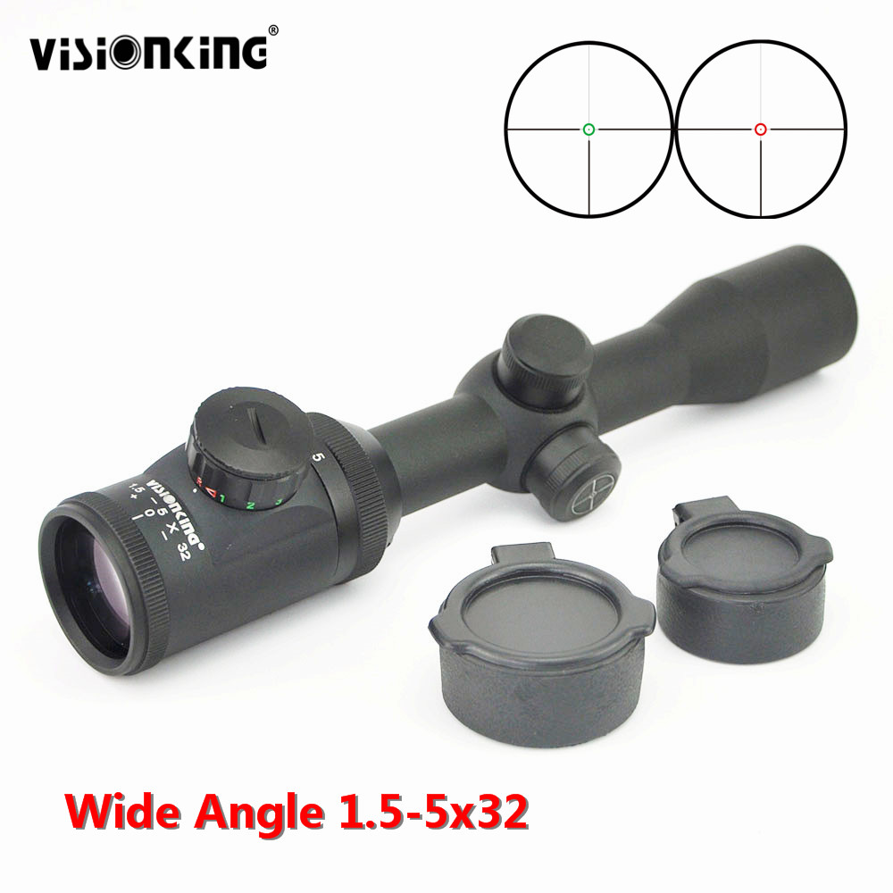 VisionKing 1.5-5x32 Riflescope FMC vidvinkel Vattentät långväga upplysande jaktoptik Synnattskyttare