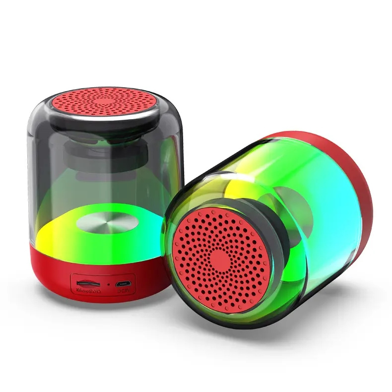 S02 Portable Mini sans fil BT haut-parleur USB stéréo son musique Boomboxes Transparent mode plastique Enceinte haut-parleurs