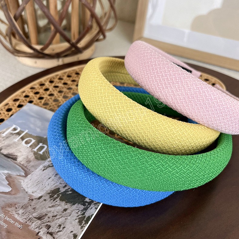 Frühling Sommer Candy Farbe Schwamm Gepolsterte Stirnband Chic Blau Grün Verdicken Breite Haar Hoop Frauen Turban Kopf Hoop Haar Zubehör