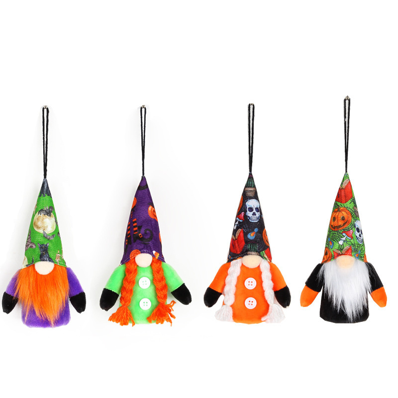 Halloween LED Gnomes Ornament Handmade Witch Swedish Tomte Gnome Dwarf for Home Halloween Day Party Table Decorations Kids Gift