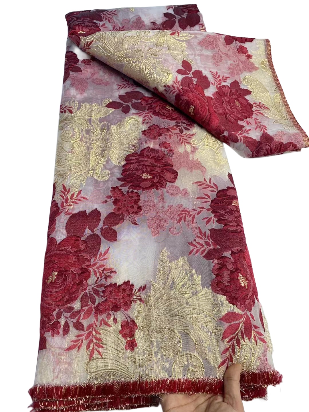 2023 Jacquard plus récent 5 yards Femmes Robe en dentelle formelle soirée de soirée haut de gamme Brocade Brocade soirée damasque de qualité supérieure couture artisanat YQ-2001