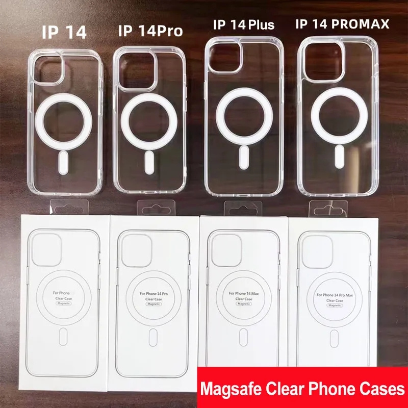 Magsafes磁気衝撃プルーフ透明なクリアPCバックカバー電話ケースiPhone 14 13 12 11 Pro Max 14plus