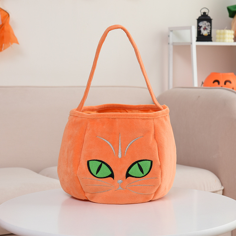 Halloween Pumpkin Candy Bags for Kids Trick or Treat Polyester Pumpkin Buckets for Children Costume Party Favors Supplies