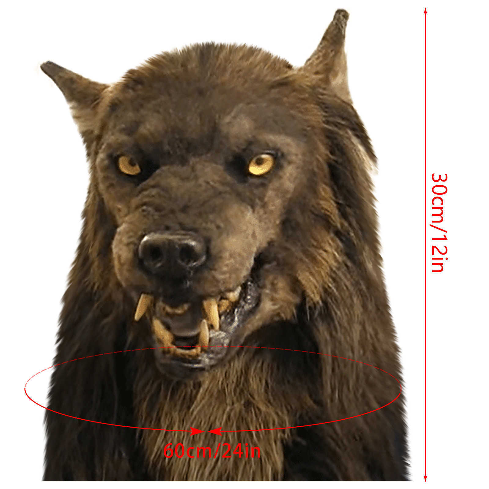 Party Masks Werewolf Headwear Costume Mask Headwear Costume Mask Wolf Mask Adults Halloween Party Cosply Wolf Full Face Cover Practical Joke HKD230801